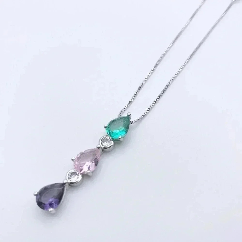 GREEN Pendant Necklace | White Gold Plated | Dainty Necklace | Trendy |…